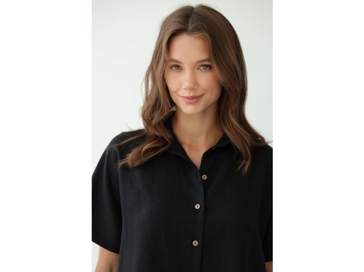 Рубашка женская льняная German Volf. 24127 черного цвета