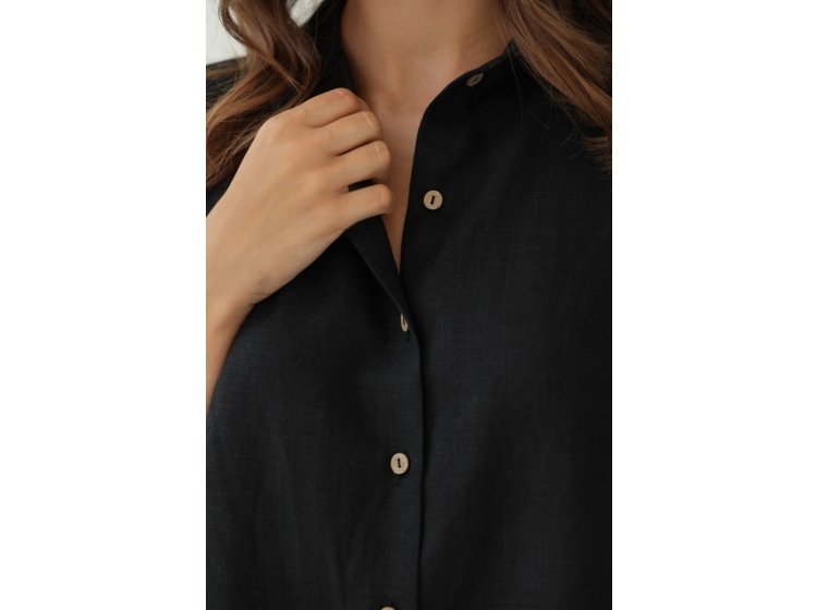 Рубашка женская льняная German Volf. 24127 черного цвета