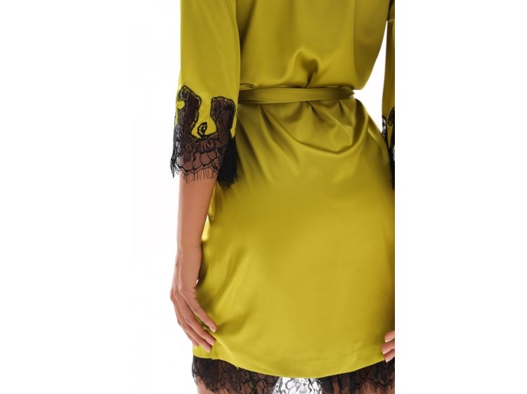 Комплект шелковый German Volf. 24153 Халат и сорочка олива