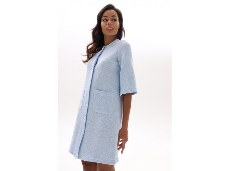 Халат женский утепленный трикотажный German Volf. 24154 голубой