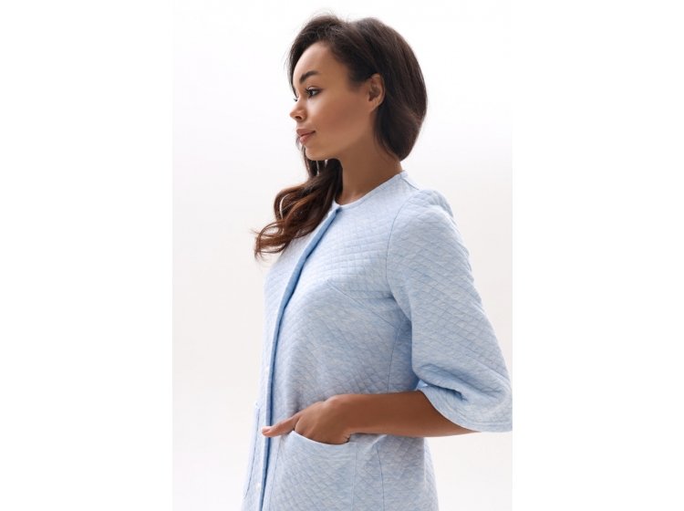 Халат женский утепленный трикотажный German Volf. 24154 голубой