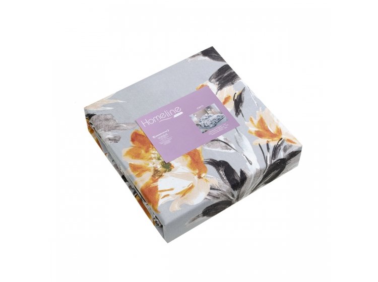 Постельное белье Home line. Фланель ПІВОНІЯ Цветок на сером