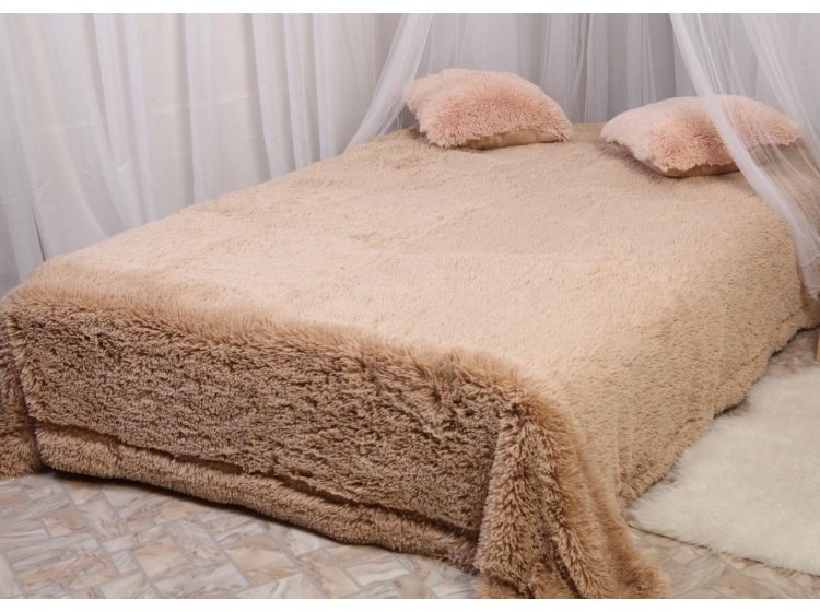 Плед-травка бамбуковый. Светло-коричневый