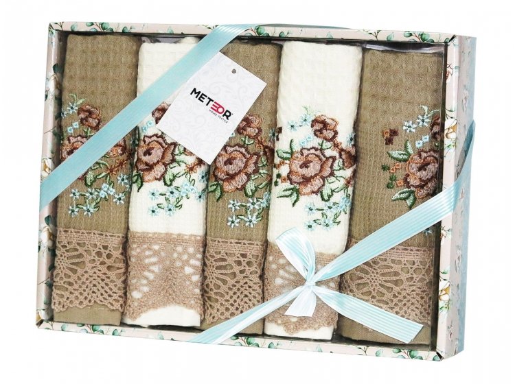 Набор из 5-ти вафельных полотенец Nilteks. Meteor Bertice Beige