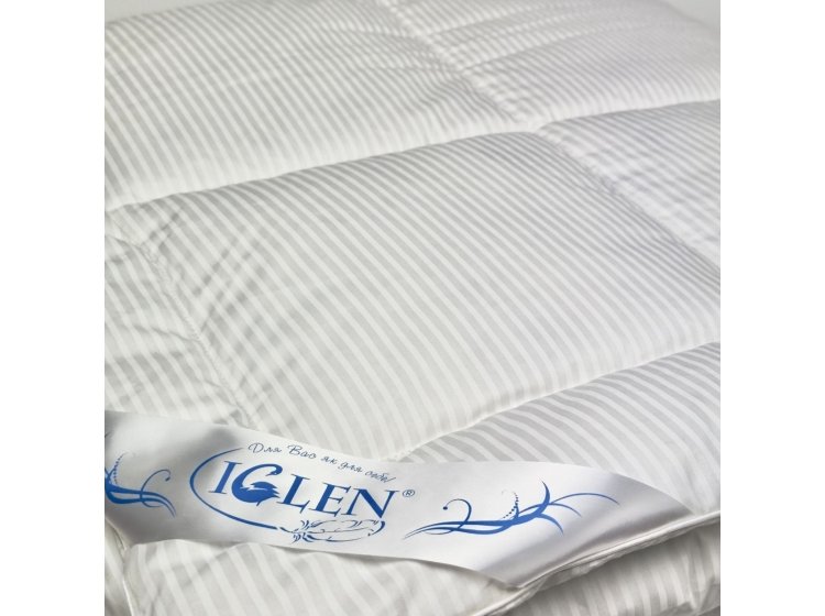 Одеяло демисезонное Iglen 100% пух стеганное в тике