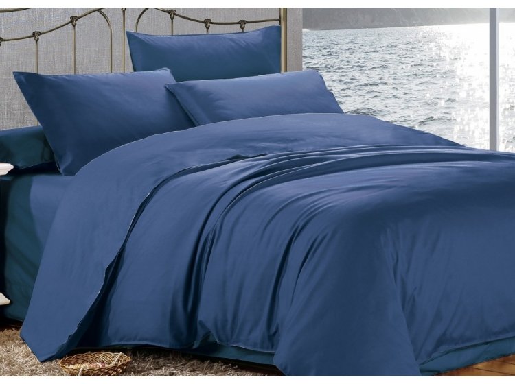 Постельное белье Home Line. Сатин-люкс Темно-синий