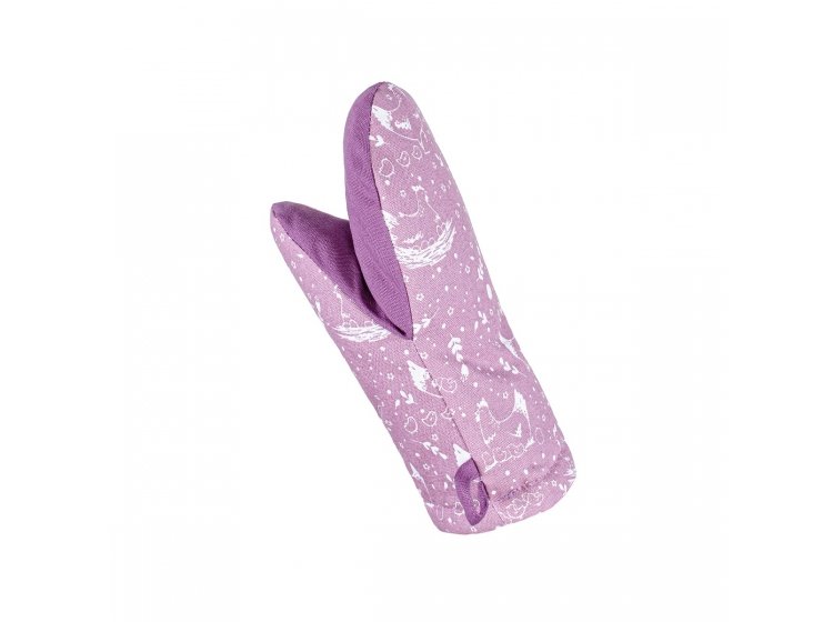 Рукавичка для кухни Home Line. Курочки цвета лиловый/махровая сирень