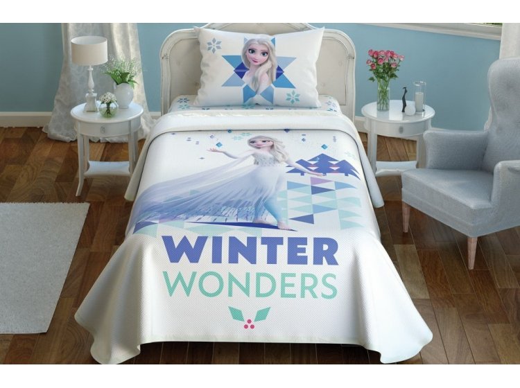 Підліткова постільна білизна з вафельним покривалом TAC. Disney Frozen2 Wonders