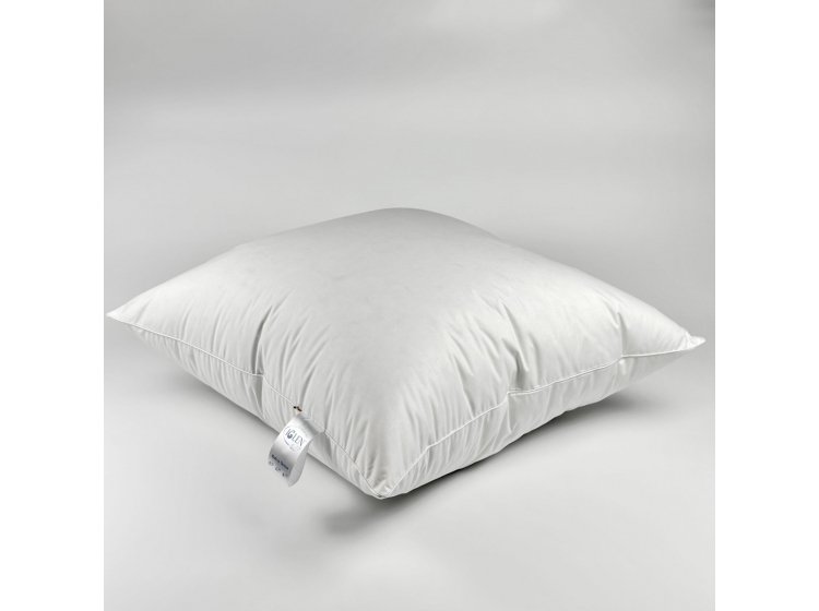 Подушка пуховая Iglen с белым пухом и кантом, 100% пух