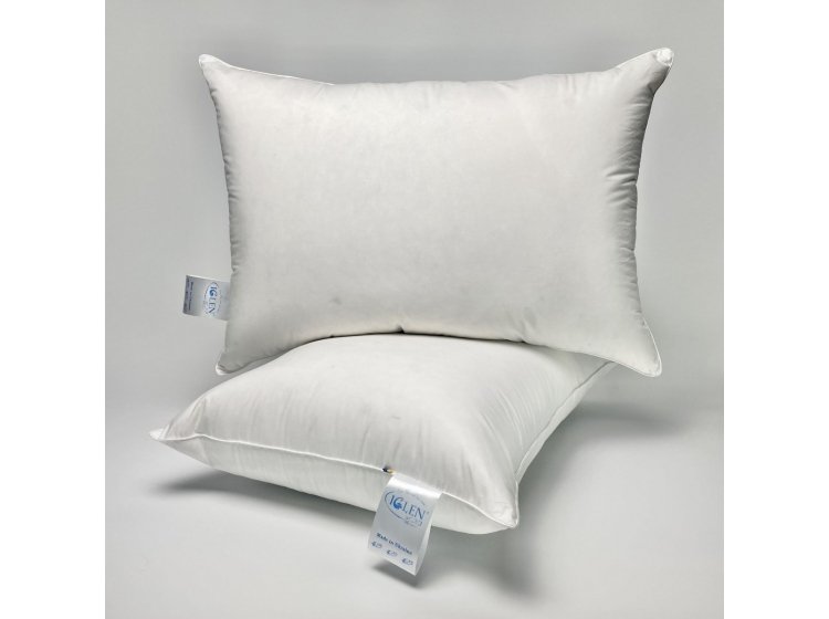 Подушка пуховая Iglen с белым пухом и кантом, 100% пух