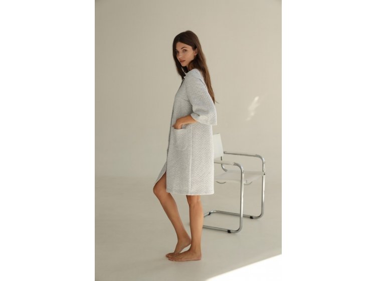 Халат женский утепленный трикотажный German Volf. 7126-2 серый