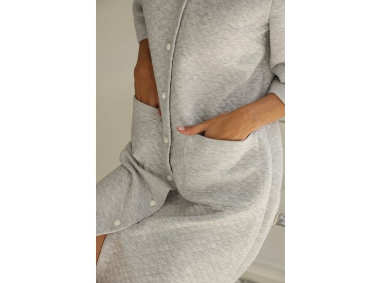 Халат женский утепленный трикотажный German Volf. 7126-2 серый