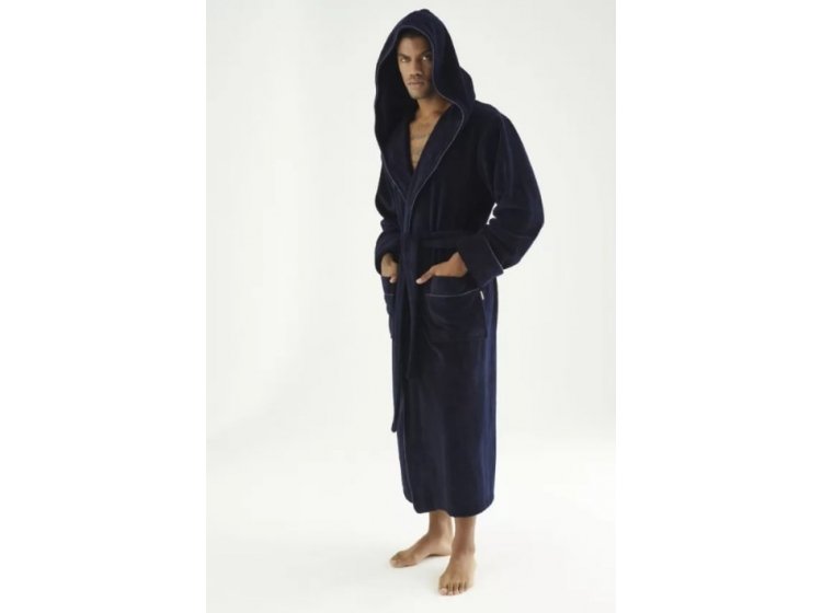 Халат мужской махровый бамбуковый Nusa. 7230 темно-синий