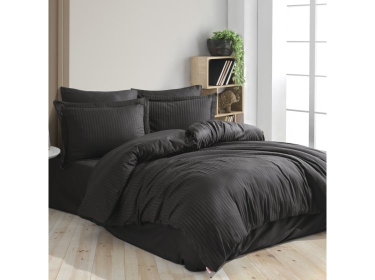 Постельное белье Hobby. Exclusive Sateen Diamond Cizgili черного цвета