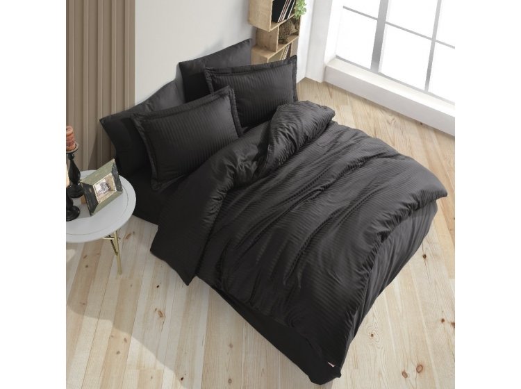 Постельное белье Hobby. Exclusive Sateen Diamond Cizgili черного цвета