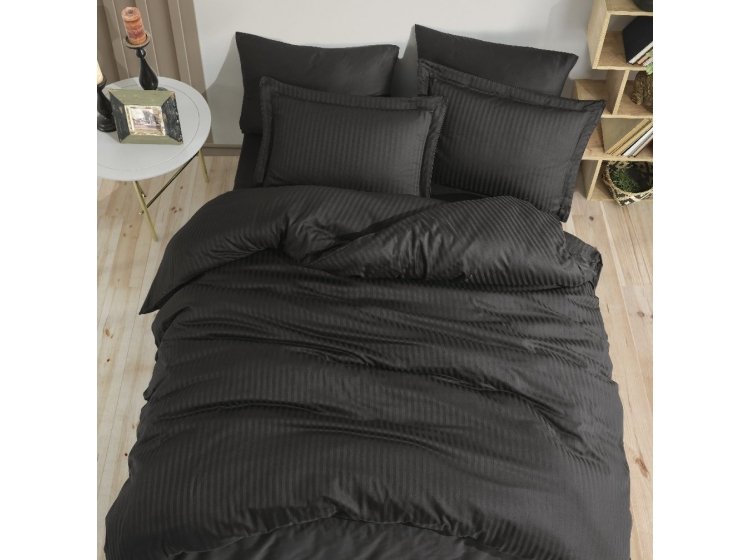 Постельное белье Hobby. Exclusive Sateen Diamond Cizgili черного цвета