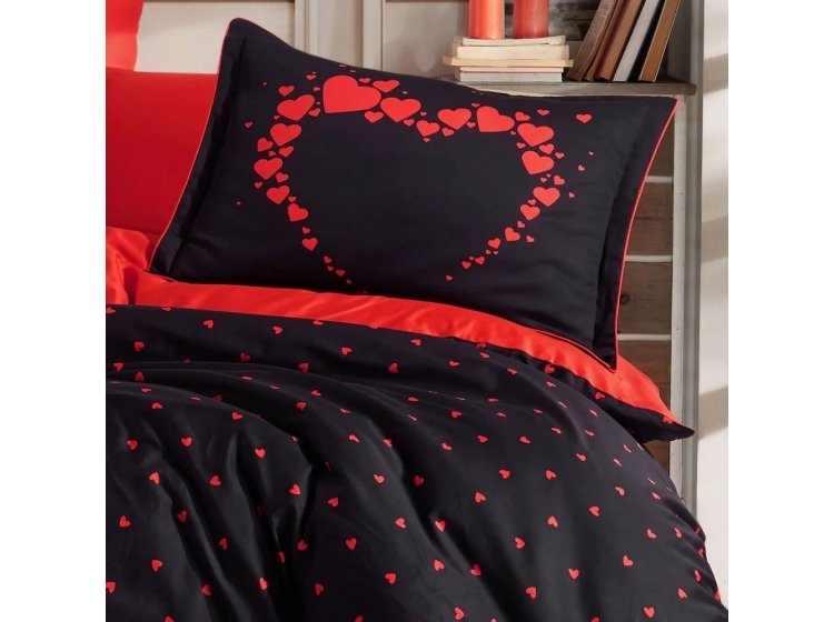Постельное белье HOBBY. Exclusive Sateen Amore черно-красного цвета