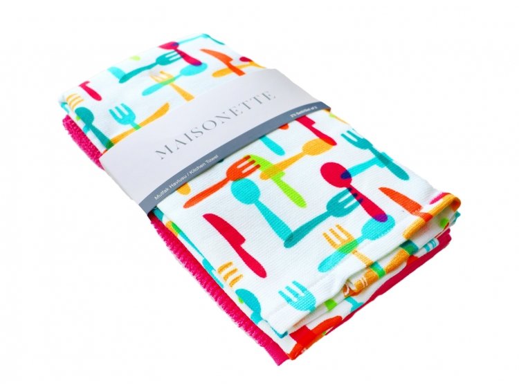 Набор кухонных полотенец Maisonette. Cooking цвета фуксия