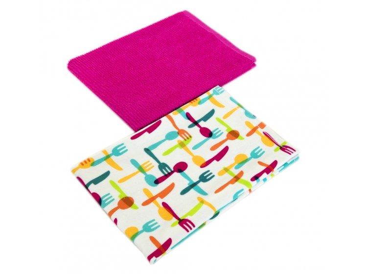 Набор кухонных полотенец Maisonette. Cooking цвета фуксия