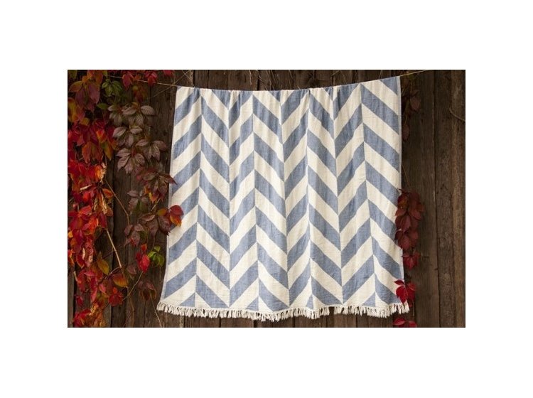 Плед-накидка Barine. Fishbone Denim синий