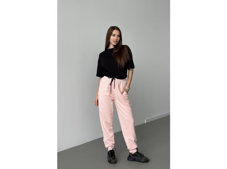 Штаны женские спортивные с кокеткой German Volf. 24056 персикового цвета