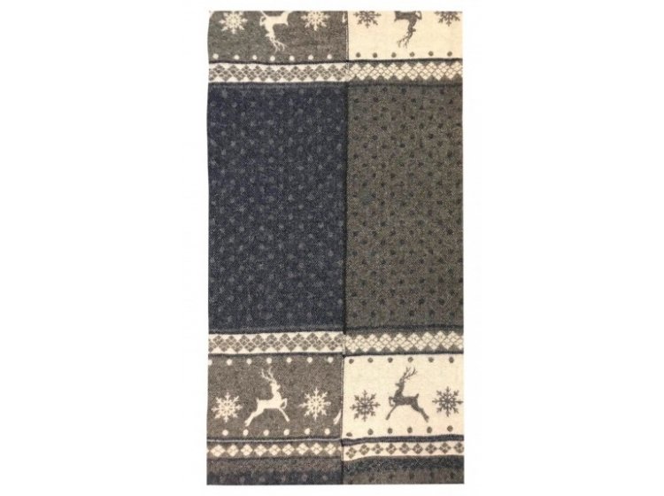 Шерстяной плед Love You. Олени сине-серый