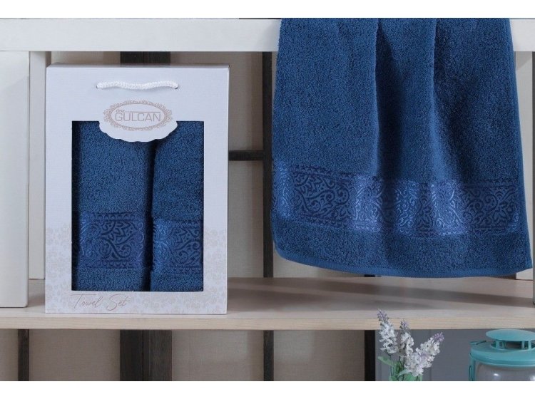 Набор из 2-х махровых полотенец Gulcan. Ornament blue