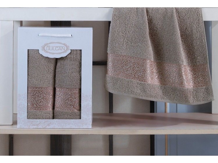 Набор из 2-х махровых полотенец Gulcan. Ornament cappuccino