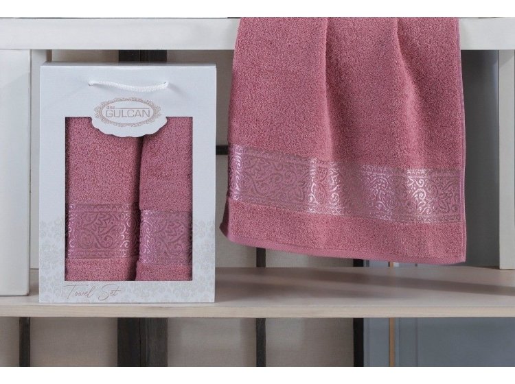 Набор из 2-х махровых полотенец Gulcan. Ornament pudra