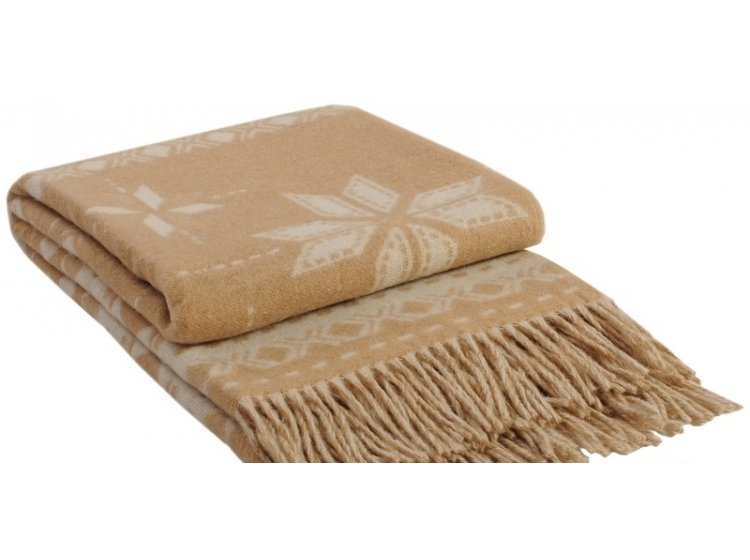 Плед Vladi жаккардовый. Снежинка бежевого цвета