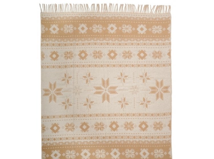 Плед Vladi жаккардовый. Снежинка бежевого цвета