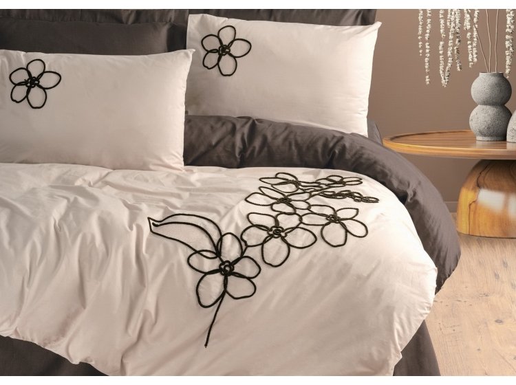 Постельное белье Cotton box. Ранфорс c вышивкой Panos Kahve