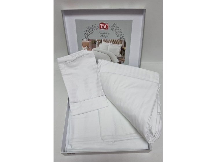 Постельное белье Tac. Premium Basic White Stripe King Size