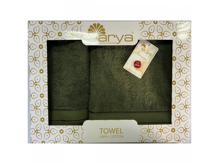 Набор полотенец Arya. Жаккард Elena темно-зеленый