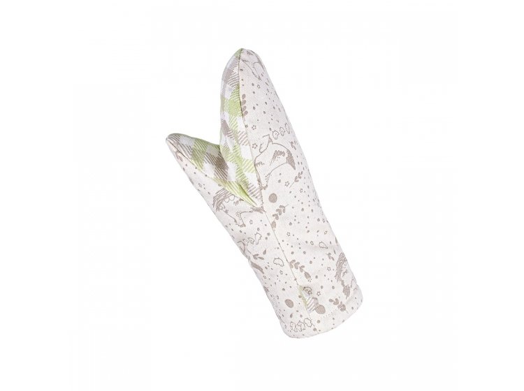 Рукавичка для кухни Home Line. Курочки светло-коричневого/Клетка оливково-бежевого цвета