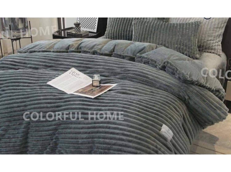 Велюровое постельное белье Colorfull Home. Шарпей графитового цвета