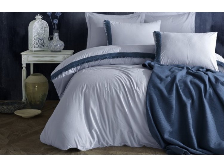 Набор постельное белье с покрывалом Cotton box. Nature indigo