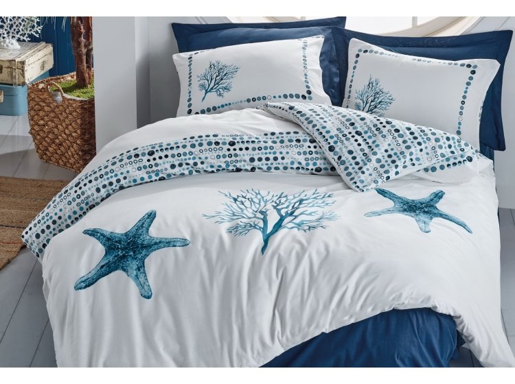 Постельное белье Cotton box. Ранфорс Maritime Star lacivert