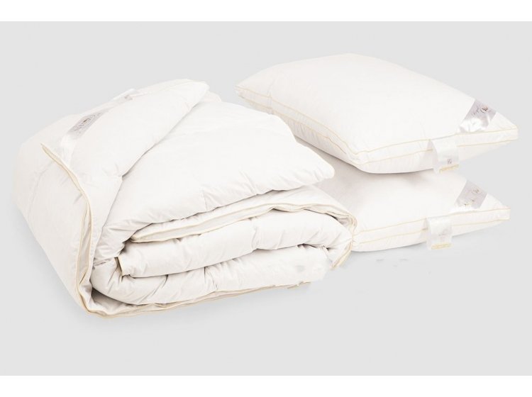 Комплект детский, одеяло и одна подушка Iglen. Royal series пуховые (белый пух) демисезонные в батистовом тике