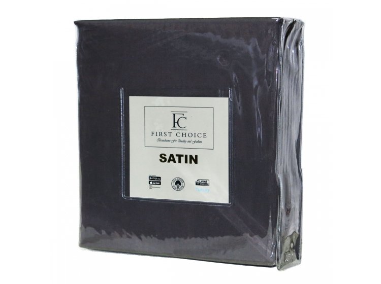 Простынь на резинке с наволочками First Choice. Сатин Anthracite