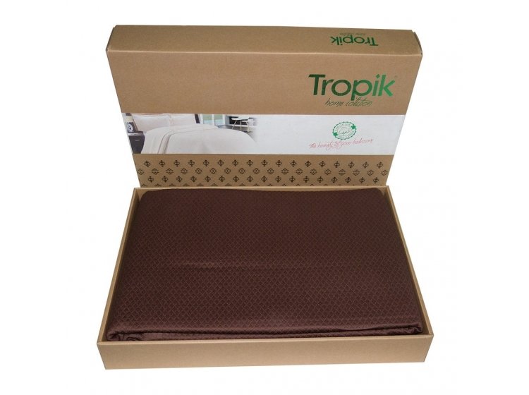 Покрывало с наволочками Tropik. Cotton BC-07 мелкий ромб коричневый