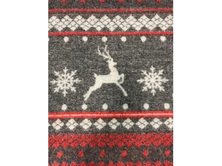 Шерстяной плед Love You. Олени красно-серый
