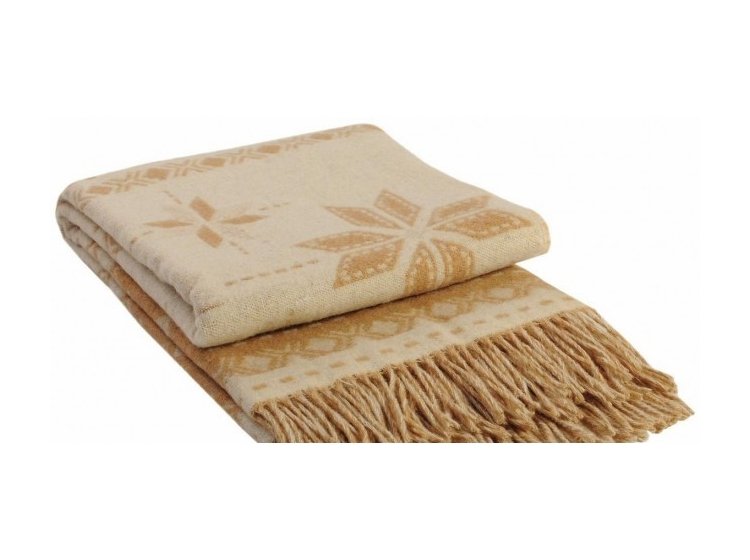 Плед Vladi жаккардовый. Снежинка бежевого цвета