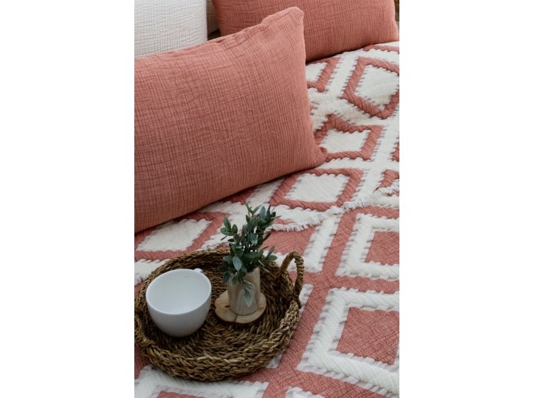 Муслиновое покрывало с наволочками Saheser. Sonia krem-kiremit