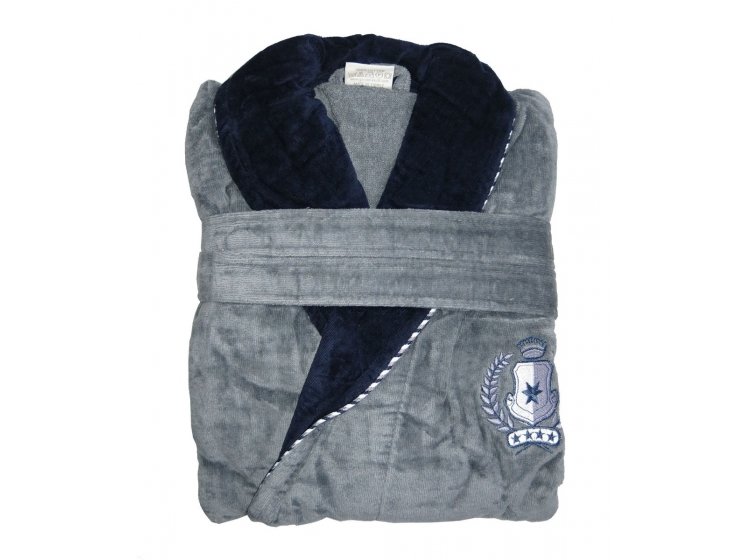 Халат мужской велюровый махровый Gursan. Yildiz-GS-17 Gray