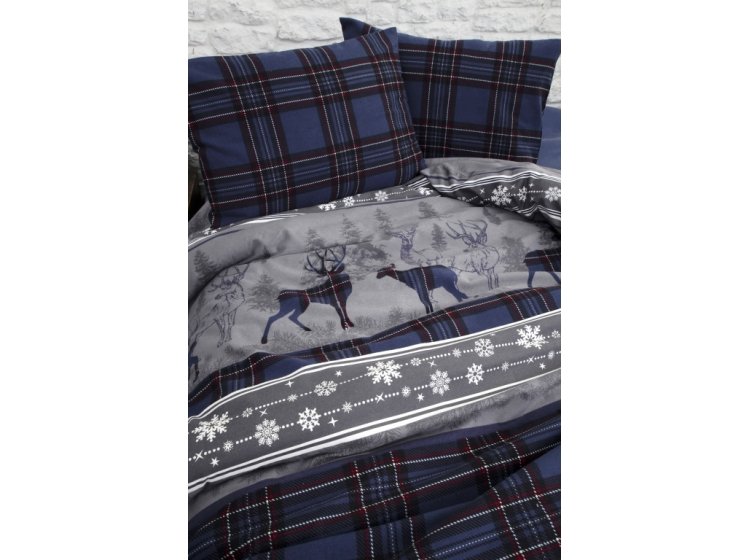 Постельное белье First choice. Фланель HAPPİNESS NAVY BLUE