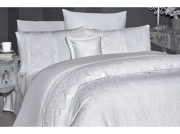 Постельное белье First Choice. V.I.P Moon light сатин Hillary Beyaz
