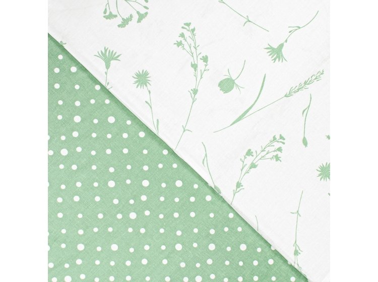 Постельное белье Home Line. Бязь Волошки зелені на білому/Горох білий на зеленому
