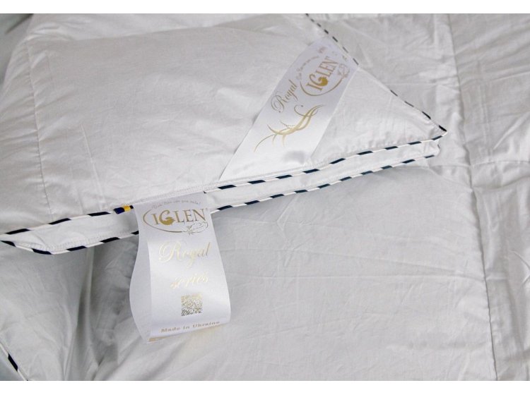 Комплект детский, одеяло и одна подушка Iglen. Royal series пуховые (серый пух) демисезонные в батистовом тике