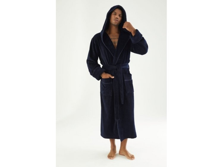 Халат мужской махровый бамбуковый Nusa. 7230 темно-синий